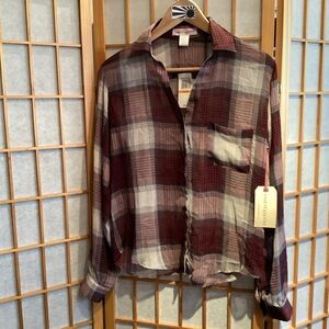 Band of Gypsies Plaid Button Down Shirt Women's Size Small